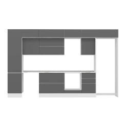 Alvinka 390X240 Cm High Gloss Mutfak Dolabı Mbb-E90B50S50-2 High Gloss | Antrasit - Mdf