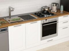 Alvinka 290X210 Cm Klasik Mebran Mutfak Dolabı Mb-E80B40S50-3 Mebran | Beyaz - Suntalam