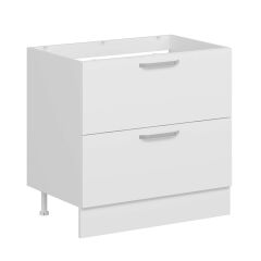 Alvinka Mutfak Modül Duz Alt 2Ç 90Cm Evye Dolap Beyaz Beyaz Mdf