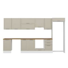 Alvinka 380X222 Cm Klasik Mebran Mutfak Dolabı Mb-E80S50S50-1 Mebran | Kumtaşı - Mdf