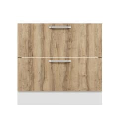 Alvinka Mutfak Modül Duz Alt 2Ç 90Cm Evye Dolap Beyaz Dore Suntalam