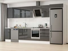 Alvinka 395X222 Cm High Gloss Mutfak Dolabı Mb-E90S45S60-2 High Gloss | Antrasit - Suntalam