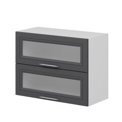 Alvinka Mutfak Modül Mbr_C Üst 2Yk1R 80-H60Cm Dolap Cam Beyaz Antrasit Suntalam