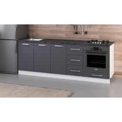 Minar 230 Cm Mutfak Dolabı Beyaz Antrasit 230-A3-Alt Modül