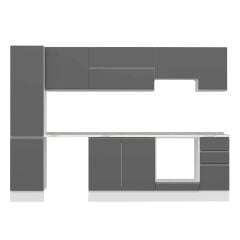 Alvinka 285X210 Cm High Gloss Mutfak Dolabı Mb-E80B45S40-1 High Gloss | Antrasit - Mdf