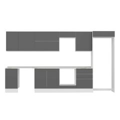 Alvinka 395X222 Cm High Gloss Mutfak Dolabı Mb-E90S45S60-2 High Gloss | Antrasit - Mdf