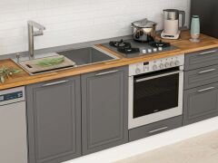 Alvinka 290X210 Cm Klasik Mebran Mutfak Dolabı Mb-E80B40S50-3 Mebran | Antrasit - Mdf