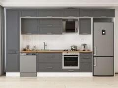 Alvinka 385X240 Cm Klasik Mebran Mutfak Dolabı Beyaz Beyaz Mbb-E90B50S45-2 Mebran | Antrasit - Mdf