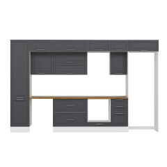 Alvinka 385X240 Cm Klasik Mebran Mutfak Dolabı Beyaz Beyaz Mbb-E90B50S45-2 Mebran | Antrasit - Mdf