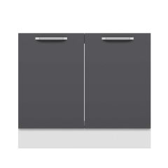 Alvinka Mutfak Modül Duz Alt 2K 100Cm Evye Dolap Beyaz Antrasit Mdf