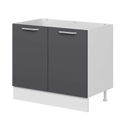 Alvinka Mutfak Modül Duz Alt 2K 100Cm Evye Dolap Beyaz Antrasit Mdf