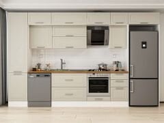 Alvinka 385X240 Cm Klasik Mebran Mutfak Dolabı Beyaz Beyaz Mbb-E90B50S45-2 Mebran | Kumtaşı - Mdf