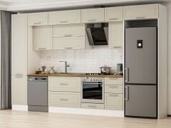 Alvinka 385X240 Cm Klasik Mebran Mutfak Dolabı Beyaz Beyaz Mbb-E90B50S45-2 Mebran | Kumtaşı - Mdf