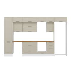 Alvinka 385X240 Cm Klasik Mebran Mutfak Dolabı Beyaz Beyaz Mbb-E90B50S45-2 Mebran | Kumtaşı - Mdf