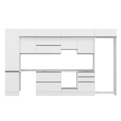 Alvinka 400X240 Cm High Gloss Mutfak Dolabı Mbb-E90B50S60-1 High Gloss | Beyaz - Mdf