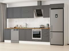 Alvinka 380X222 Cm Klasik Mebran Mutfak Dolabı Mb-E80S50S50-2 Mebran | Antrasit - Mdf