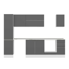 Alvinka 285X210 Cm High Gloss Mutfak Dolabı Mb-E80B45S40-2 High Gloss | Antrasit - Suntalam