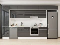 Alvinka 400X240 Cm High Gloss Mutfak Dolabı Mbb-E90B50S60-1 High Gloss | Antrasit - Suntalam