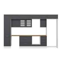 Alvinka 385X240 Cm Klasik Mebran Mutfak Dolabı Beyaz Beyaz Mbb-E90B50S45-3 Mebran | Antrasit - Suntalam