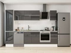 Alvinka 285X210 Cm High Gloss Mutfak Dolabı Mb-E80B45S40-2 High Gloss | Antrasit - Mdf