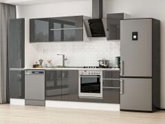 Alvinka 285X210 Cm High Gloss Mutfak Dolabı Mb-E80B45S40-2 High Gloss | Antrasit - Mdf