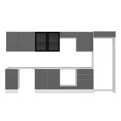 Alvinka 395X222 Cm High Gloss Mutfak Dolabı Mb-E90S45S60-3 High Gloss | Antrasit - Mdf