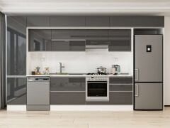 Alvinka 400X240 Cm High Gloss Mutfak Dolabı Mbb-E90B50S60-1 High Gloss | Antrasit - Mdf