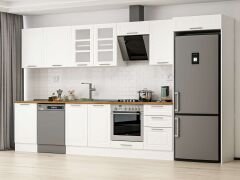 Alvinka 380X222 Cm Klasik Mebran Mutfak Dolabı Mb-E80S50S50-3 Mebran | Beyaz - Suntalam