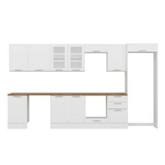 Alvinka 380X222 Cm Klasik Mebran Mutfak Dolabı Mb-E80S50S50-3 Mebran | Beyaz - Suntalam