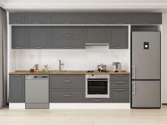 Alvinka 370X240 Cm Klasik Mebran Mutfak Dolabı Mb-E80S40S50-1 Mebran | Antrasit - Mdf