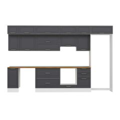 Alvinka 370X240 Cm Klasik Mebran Mutfak Dolabı Mb-E80S40S50-1 Mebran | Antrasit - Mdf