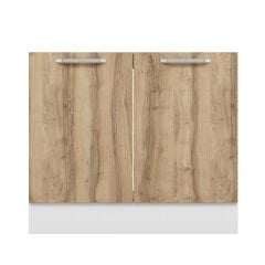 Alvinka Mutfak Modül Duz Alt 2K 100Cm Evye Dolap Beyaz Dore Mdf