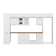 Alvinka 385X240 Cm Klasik Mebran Mutfak Dolabı Beyaz Beyaz Mbb-E90B50S45-3 Mebran | Beyaz - Mdf