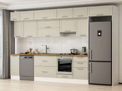 Alvinka 370X240 Cm Klasik Mebran Mutfak Dolabı Mb-E80S40S50-1 Mebran | Kumtaşı - Mdf