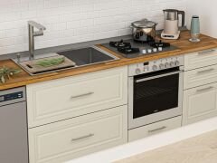 Alvinka 370X240 Cm Klasik Mebran Mutfak Dolabı Mb-E80S40S50-1 Mebran | Kumtaşı - Mdf