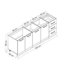 Minar 235 Cm Mutfak Dolabı Beyaz 235-B2-Alt Modül