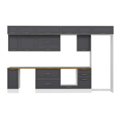 Alvinka 370X240 Cm Klasik Mebran Mutfak Dolabı Mb-E80S40S50-2 Mebran | Antrasit - Suntalam