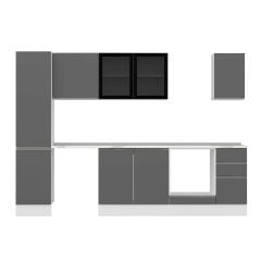 Alvinka 285X210 Cm High Gloss Mutfak Dolabı Mb-E80B45S40-3 High Gloss | Antrasit - Mdf