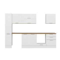 Alvinka 300X210 Cm Klasik Mebran Mutfak Dolabı Mb-E80B40S60-2 Mebran | Beyaz - Suntalam