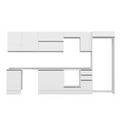 Alvinka 380X222 Cm High Gloss Mutfak Dolabı Mb-E90S50S40-2 High Gloss | Beyaz - Suntalam