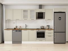 Alvinka 380X222 Cm Klasik Mebran Mutfak Dolabı Mb-E80S50S50-3 Mebran | Kumtaşı - Mdf