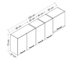 Minar 235 Cm Mutfak Dolabı Beyaz 235-B4-Üst Modül