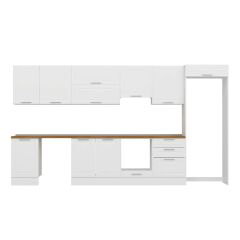 Alvinka 390X222 Cm Klasik Mebran Mutfak Dolabı Mb-E80S50S60-1 Mebran | Beyaz - Suntalam