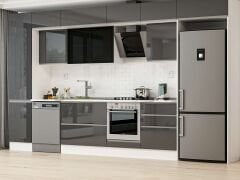 Alvinka 400X240 Cm High Gloss Mutfak Dolabı Mbb-E90B50S60-3 High Gloss | Antrasit - Suntalam