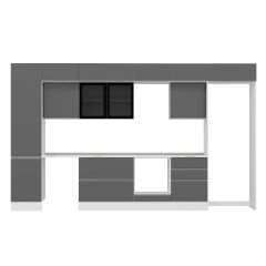 Alvinka 400X240 Cm High Gloss Mutfak Dolabı Mbb-E90B50S60-3 High Gloss | Antrasit - Suntalam