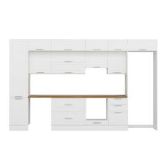 Alvinka 390X240 Cm Klasik Mebran Mutfak Dolabı Beyaz Beyaz Mbb-E90B50S50-1 Mebran | Beyaz - Mdf
