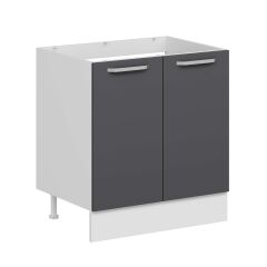 Alvinka Mutfak Modül Duz Alt 2K 80Cm Evye Dolap Beyaz Antrasit Suntalam