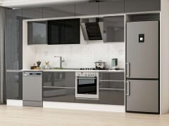 Alvinka 400X240 Cm High Gloss Mutfak Dolabı Mbb-E90B50S60-3 High Gloss | Antrasit - Mdf