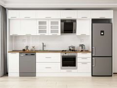 Alvinka 370X240 Cm Klasik Mebran Mutfak Dolabı Mb-E80S40S50-3 Mebran | Beyaz - Suntalam