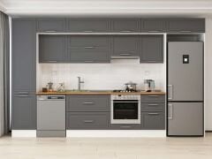 Alvinka 390X240 Cm Klasik Mebran Mutfak Dolabı Beyaz Beyaz Mbb-E90B50S50-1 Mebran | Antrasit - Mdf